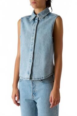 NEW STILL HERE emma sleeveless top in vintage blue